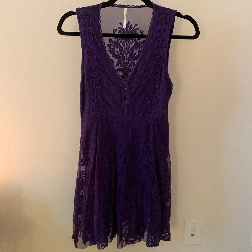 Purple Free People Foley Laced Dress- 0